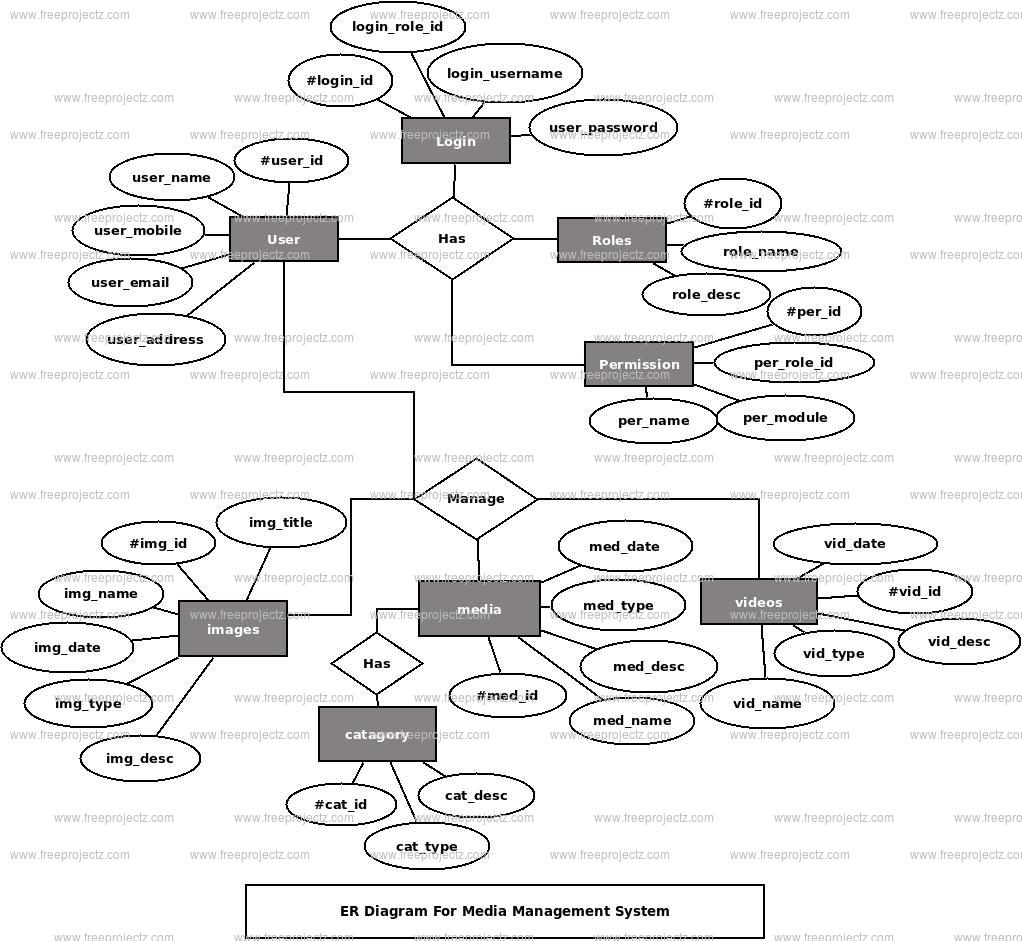 Media Management System ER Diagram Academic Projects